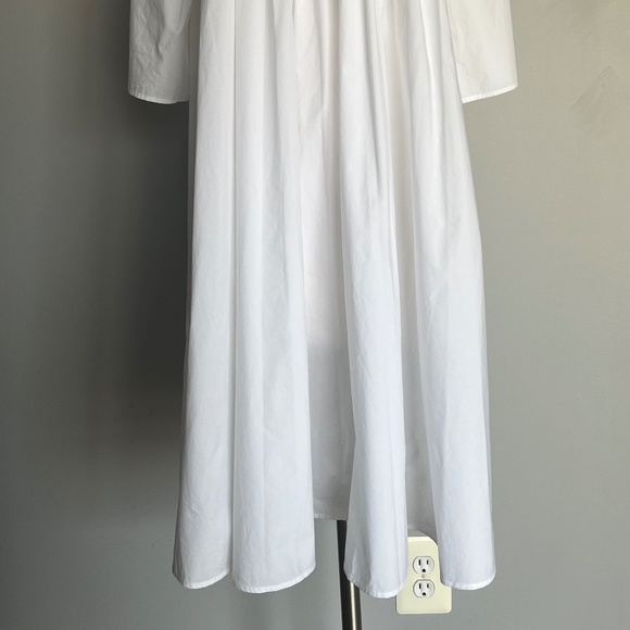 COS White Cotton Voluminous Gathered Front Rachet A-line Casual Pockets Dress - Picture 3 of 12